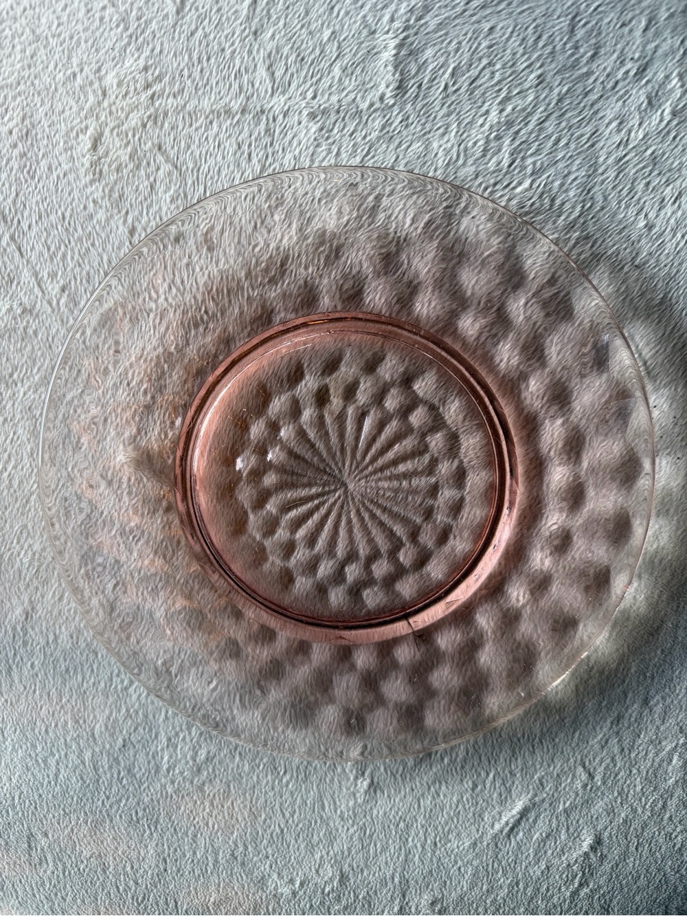 Vintage Pink Depression Glass Dinner Plate - Textured Pattern